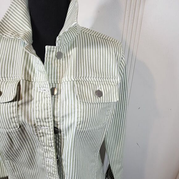 Chico's Striped Green & White Jacket - Picture 10 of 13